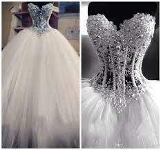 Luxurious Bling Vestido De Noiva Corset Bodice Sheer Ball Gown Wedding Dresses Beads Rhinestones Tulle Crystal Pearl Bridal Wedding Dress Bridal Gowns Wedding D Wedding Dresses Beaded Ball Gown Wedding Dress