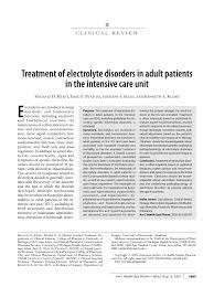 Pdf Treatment Of Electrolyte Disorders In Adult Patients In The Intensive Care Unit