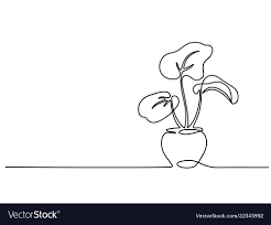 Continuous One Line Drawing House Plant In Pot Vector Illustration Download A Free Preview Or High Quality Adobe Ill Line Drawing Line Art Drawings Drawings