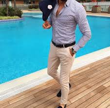 Die Black Shoes Cream Chinos Black Braided Belt Lightblue Plaid Shirt Business Casual Attire For Men Mens Fashion Business Casual Attire