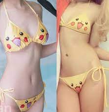 Buy SSJ Womens Sexy Lovely Yellow Pikachu Print 2 Pieces Bikini Set [size S  M] at Amazon.in