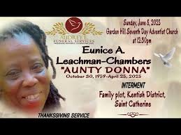 Eunice Leachman-Chambers Funeral Service On June 8, 2025 At Garden Hill  Seventh Day Adventist church