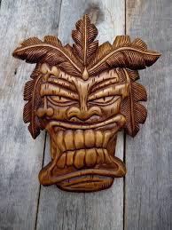 Hawaiian Tiki Mask Etsy Carved Wood Wall Hanging Tiki Mask Carved Wood Wall Art