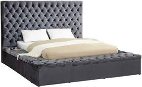 Blissgrey Q Modern Velvet Upholstered Bed With Deep Tufting Velvet Upholstered Bed Queen Size Panel Bed King Storage Bed