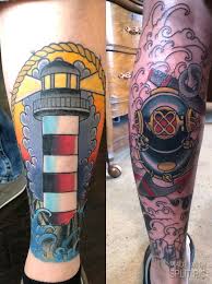 When you think about getting a permanent tattoo design on your body. Nautical Theme Cover Up Lower Leg Progress Pic By Will Bledsoe Battleground Tattoo In Franklin Tn Tattoos