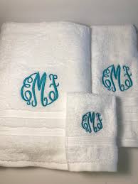 3 Pc Monogrammed Bath Towel Set Embroidered Bathroom Towels Etsy Monogram Towels Personalized Towels Monogrammed Bath Towels