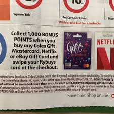 Visa kreditkarten ohne gebühren kostenlos & unverbindlich vergleichen. Bonus 1000 Flybuys Points Worth 5 With Any Coles Gift Mastercard 5 Fee Netflix Or Ebay Gift Card Coles Ozbargain