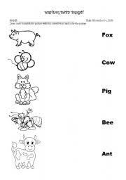 These are the following words: English Worksheets 3 Letter Word Matching