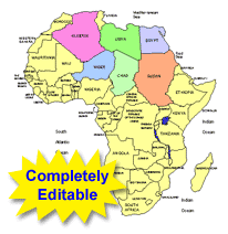 The map is in vector format and can be customized as per any required color scheme. Jungle Maps Map Of Africa Editable