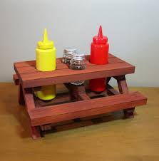 Vintage 1960s Picnic Table Condiment Holder Red Cedar Mini Etsy In 2020 Condiment Holder Patio Entertaining Picnic Table