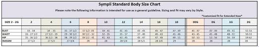 Standard Body Size Clothing Chart Sympli Packable Clothing