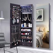 Double hooks for hanging necklace and bracelet sets. Aoou Jewelry Organizer Jewelry Cabinet 6 Leds Full Screen Display View Larger Mirror Lockable Mirror Jewellery Cabinet Dressing Mirror Wall Storage Cabinets