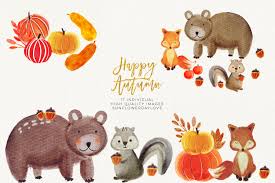 Watercolor Forest Animals Clipart Autumn Animal Clip Art By Sunflower Day Love Thehungryjpeg Com