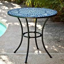 30 Inch Round Metal Outdoor Bistro Patio Table With Hand Laid Blue Tiles Bistro Table Outdoor Patio Table Outdoor Patio Table