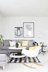 Contemporary Monochrome Living Room With Lemon Yellow Accessories Small Living Room Design Monochrome Living Room Interior Design Living Room