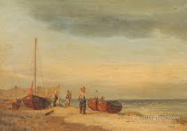 Low price guarantee, fast shipping & free returns, and custom framing options on all prints. Coastal Scene With Fishermen And Boats 1850s Artwork By Carl Johann Neumann Oil Painting Art Prints On Canvas For Sale Paintingstar Com Art Online Store
