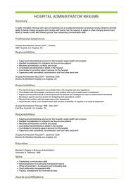 Job application cv format kerala. Hospital Administrator Resume Example