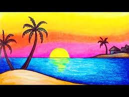 Easy Sunset Simple Oil Pastel Scenery Drawing How To Draw A Realistic Sunset Scenery Drawing With Oil Pastels conpara wall