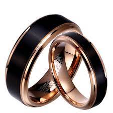 Soul Men 1 Pair Man Woman Black Rose Gold Color Tungsten Carbide Marriage Wedding Rings Set 8 Black Wedding Rings Titanium Wedding Rings Mens Wedding Rings