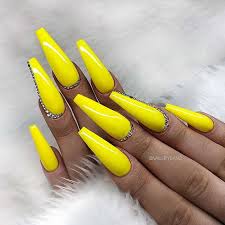 Neon yellow french coffin nails ❤ 35+ magnificent coffin nails designs you must try ❤ see more ideas on our blog!! 23 Yellow Nail Designs That Will Brighten Your Day Stayglam
