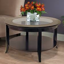 Winsome Wood Genoa Round Coffee Table With Glass Top Espresso Finish Walmart Com Coffee Table Coffee Table With Shelf Coffee Table Wood
