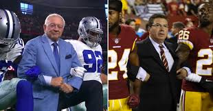 Despite kneeling, he received support from his teammates, as well. Jerry Jones Dan Snyder Have Banned Their Players From Kneeling During The National Anthem