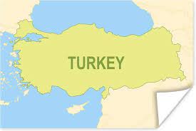 Voor turkije dien je in het bezit te zijn van een paspoort of identiteitsbewijs. Bol Com Illustratie Van Een Groene Kaart Van Turkije Poster 60x40 Cm Foto Print Op Poster
