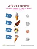 A Coin Counting Worksheet For Preschoolers Featuring Ice Cream Kindergarten Money Worksheets Money Worksheets Money Math