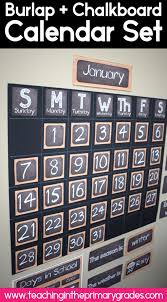 This Burlap And Chalkboard Classroom Calendar Set Is Perfect