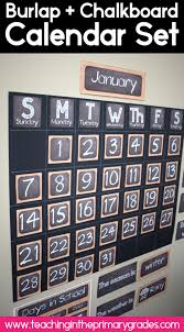 this burlap and chalkboard classroom calendar set is perfect