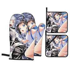 Amazon.com: Asuuats Anime Danmachi Oven Mitts Pot Holders Sets 4 Pcs Sets,  Hanging Non-Slip Heat Resistant Washable Kitchen Microwave Gloves, for BBQ  Baking Cooking : Home & Kitchen