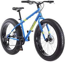 Amazon Com Mongoose Dolomite Mens Fat Tire Mountain Bike 26 Inch Wheels 4 Inch Wide Knobby Tires 7 Speed Steel Frame Front And Rear Brakes Light Blue Sports Outdoors