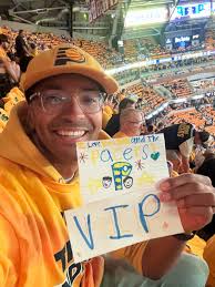 My daughters made me a VIP ticket for this @pacers game 💙💛 Best seats in  the house!