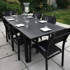 Garden Table Set Lottie Black 6 Person Aluminium Extending Patio Table Lazy Susan Garden Table Aluminium Garden Furniture Wooden Garden Furniture