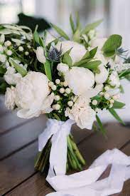 Gentle airy wedding bouquet for chic wedding. White Peony Bouquet Wedding Promotions