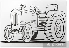 Vector artistic pen and ink drawing of old tractor. Poster Modele Coloriage Tracteur Pixers Nous Vivons Pour Changer