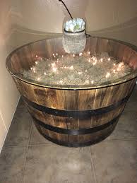 Whiskey Barrel Table Can I Do This W Plexiglass Outdoors Wine Barrel Whiskey Barrel Whiskey Barrel Table