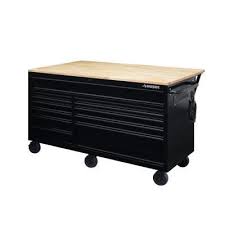 Husky 62 In 12 Drawer Mobile Workbench With Full Length Ext Table In All Blacked Out In 2020 Mobile Workbench Tool Storage Workbench