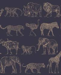 Animals wallpapers hd sort wallpapers by: Safari Navy Animal Print Wallpaper 104893 Wallpaper Sales