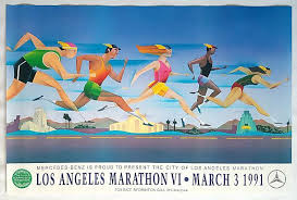 1991 Los Angeles Marathon Vi Original Vintage Poster Los Angeles Marathon Vintage Posters Colorful Runner