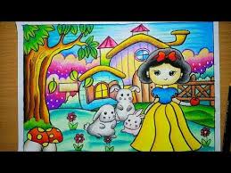 Gambar putri duyung sketsa cara menggambar putri duyung yang berkilauan untuk anak an cara mewarnai putri duyung menggambar itu mudah dan menyenangkan untuk anak maupun dewasa. Cara Menggambar Dan Mewarnai Putri Salju Dan Pemandangan Yang Indah Drawing Scenery And Snow White Youtube Gambar Lucu Gambar Pastel Proyek Seni