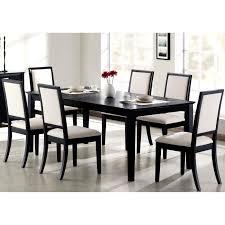Prestige Cream Ivory White Upholstered Black Wood Dining Set White Cream Off White 9 Piece Sets Black Dining Room Modern Dining Room Dining Table Black