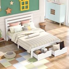 You can also really go all out with throw pillows, accent pillows, and lumbars. Full Size Wooden Platform Bed Frame With 2 Drawers White
