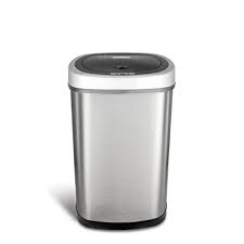 Ninestars Dzt 50 9 Automatic Touchless Infrared Motion Sensor Trash Can 13 Gal 50l Stainless Steel Base Oval Silver Black Lid Walmart Com Walmart Com