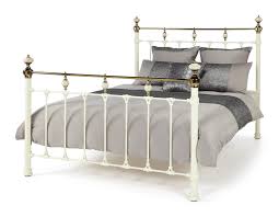 Iron beds are our specialty. 4ft6 Abigail Traditional Victorian Style Ivory White Brass Metal Bed Frame Helibeds
