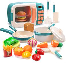 Metal play kitchen bake setting. Cute Stone Toys Kitchen Play Set Kids Pretend Play Electronic Oven With Play Food Cookware Pot And Pan Toy Set Cooking Utensils Learning Gifts For Baby Toddlers Girls Boys Walmart Com