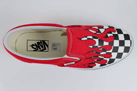 Black And White Checkered Vans With Red Flames Vans Classic Slip On Checker Flame Racing Red Black White Check Us Mens Sizes 65 99 End Date 2018 1 Red And Black Vans Black And White Vans Mens Casual Shoes