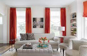 Stephanie rapp interiors, llc traditional living room with a glass top coffee table and a white fireplace accented with an abstract painting. Best Orange Home Decor Tips How To Decorate With Orange