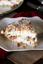frozen coconut caramel pie the kitchen is my playground most delicious recipe coconut caramel banana pudding pies pinterest