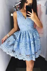 Simple V Neck Short Prom Dress Lace Appliques Floral Homecoming Dress Party Dress Sh107 Lace Homecoming Dresses Tulle Homecoming Dress Cute Prom Dresses